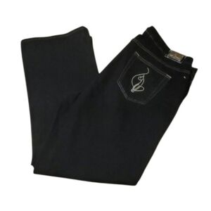 Baby Phat Vintage Deep Blue Denim Jeans With Cat Logo Gold Hardware Size 20